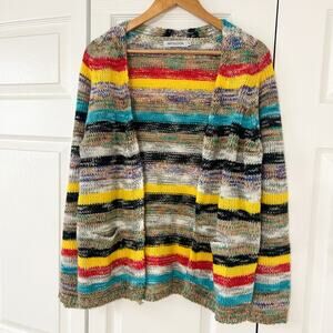 NWOT Misslook Multicolor Striped Knit Open Front Cardigan Sweater Size XL